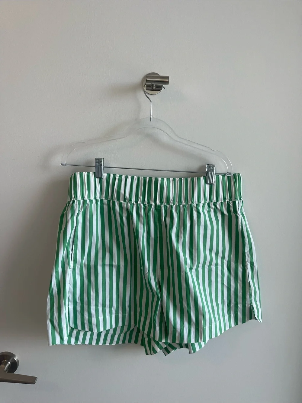 AYR Staycation Green and White Striped High-Waist Women’s Shorts